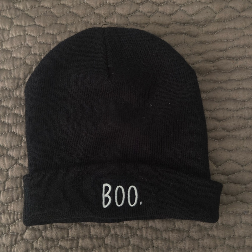 Black Beanie with BOO.' Embroidery - Halloween , ghost